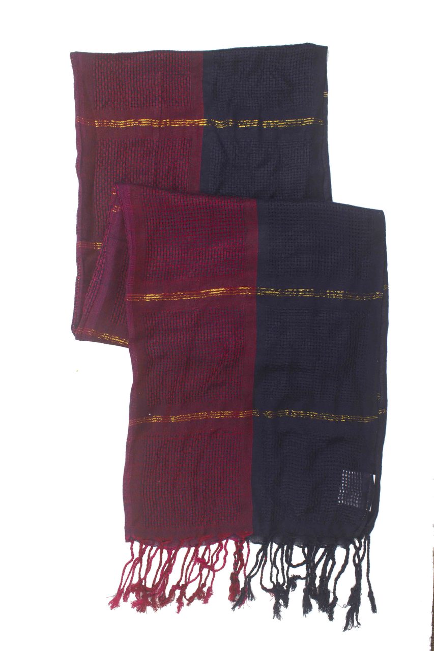 In-Sattva Colors - Vertical & Horizontal Stripe Rich Color Block Scarf Stole ÛÒ Navy