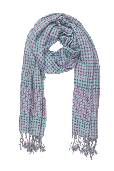 In-Sattva Colors - Vertical & Horizontal Stripe Multi Color Scarf Stole, Aqua