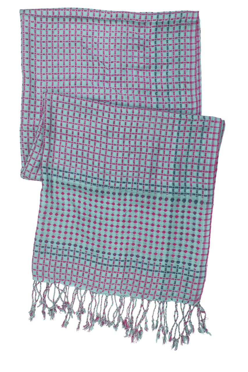 In-Sattva Colors - Vertical & Horizontal Stripe Multi Color Scarf Stole ÛÒ Aqua