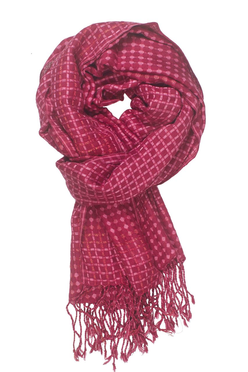 In-Sattva Colors - Vertical and Horizontal Stripe Multi Color Scarf Stole - Cerise
