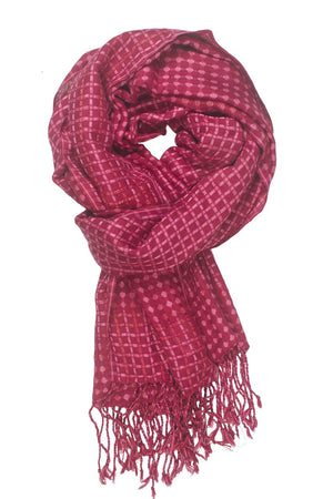 In-Sattva Colors - Vertical and Horizontal Stripe Multi Color Scarf Stole - Cerise