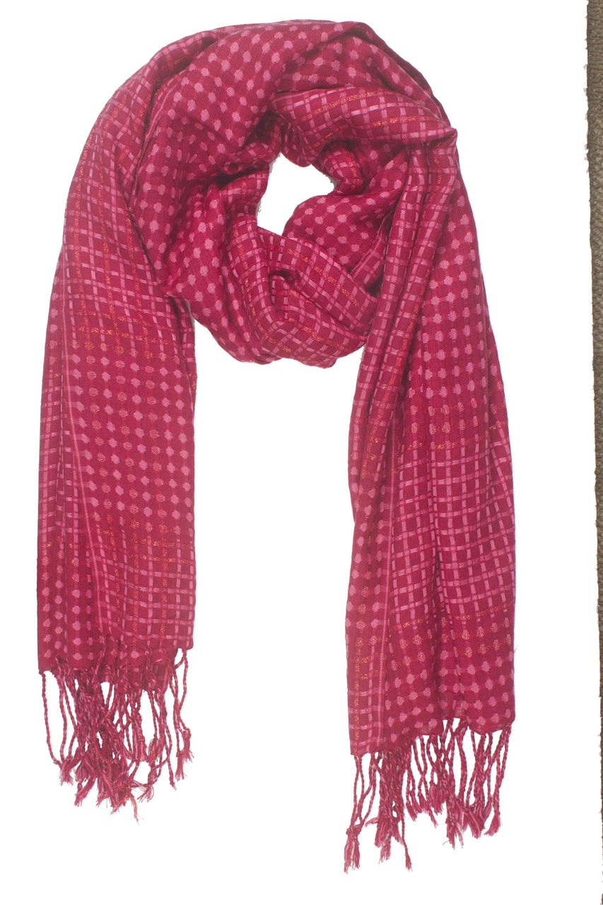 In-Sattva Colors - Vertical and Horizontal Stripe Multi Color Scarf Stole - Cerise