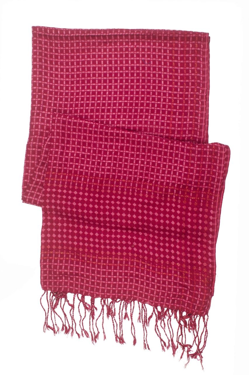 In-Sattva Colors - Vertical and Horizontal Stripe Multi Color Scarf Stole - Cerise
