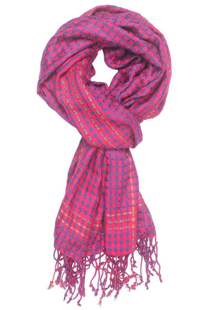 In-Sattva Colors - Vertical and Horizontal Stripe Multi Color Scarf Stole - Fuschia