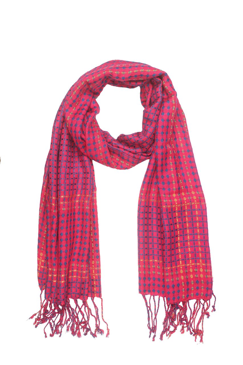 In-Sattva Colors - Vertical and Horizontal Stripe Multi Color Scarf Stole - Fuschia