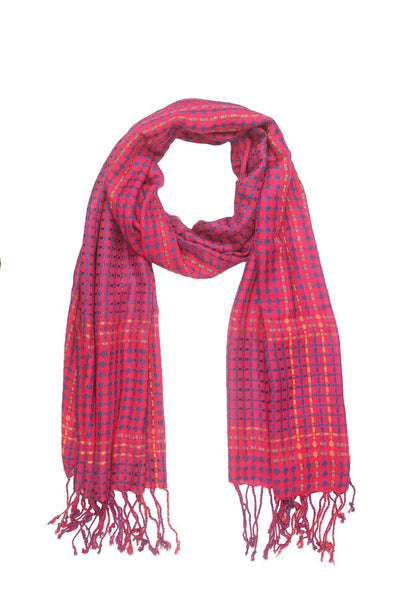 In-Sattva Colors - Vertical and Horizontal Stripe Multi Color Scarf Stole - Fuschia