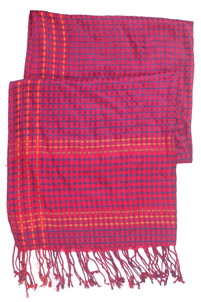 In-Sattva Colors - Vertical and Horizontal Stripe Multi Color Scarf Stole - Fuschia