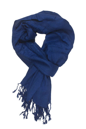 In-Sattva Colors - Decorative Border Scarf Stole Wrap - Blue