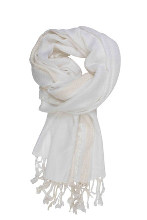 In-Sattva Colors - Decorative Border Scarf Stole Wrap ÛÒ White