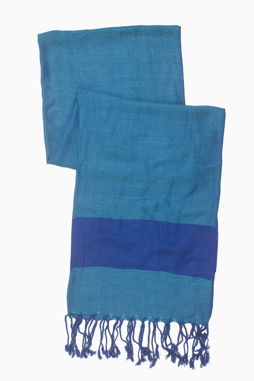 In-Sattva Colors - Two tone Horizontal Stripes Scarf Stole - Blue