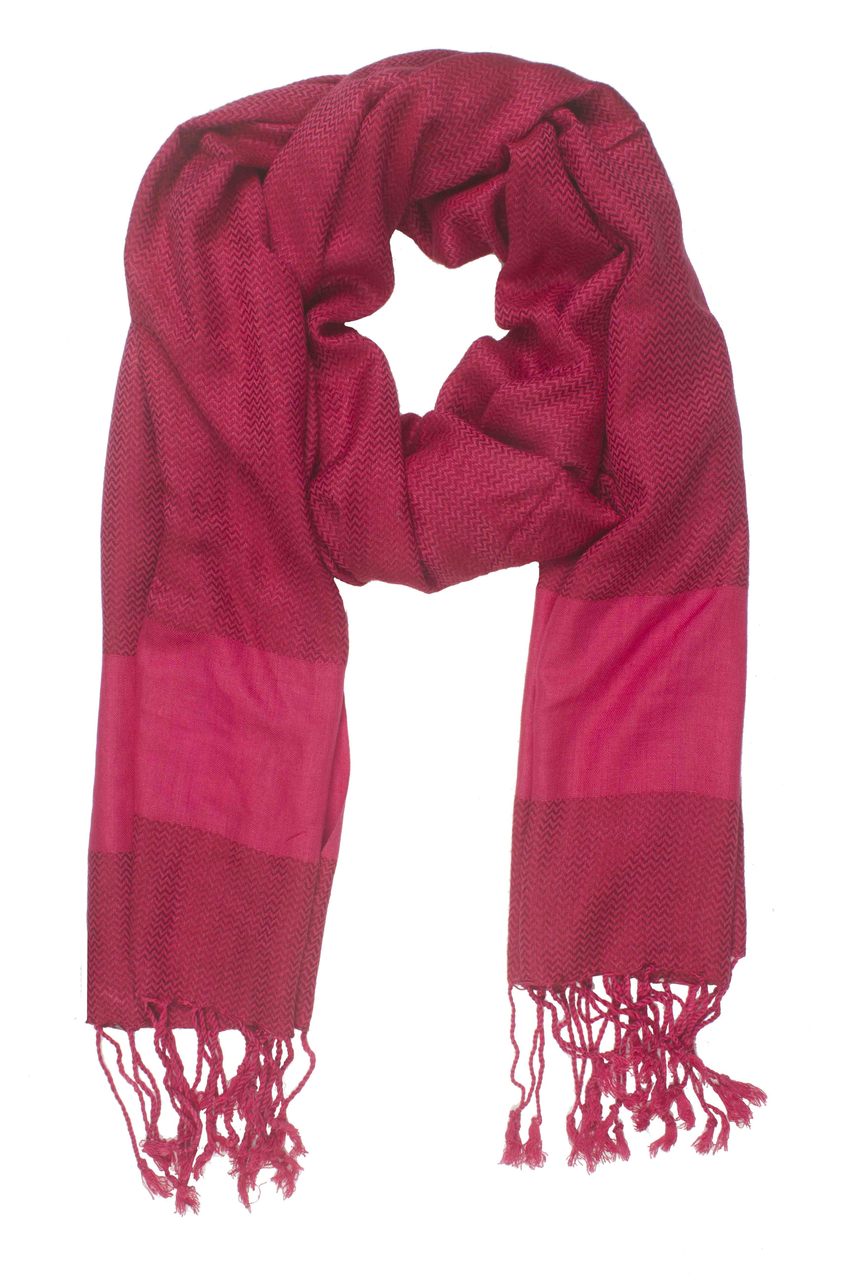 In-Sattva Colors - Two tone Horizontal Stripes Scarf Stole - Fuschia