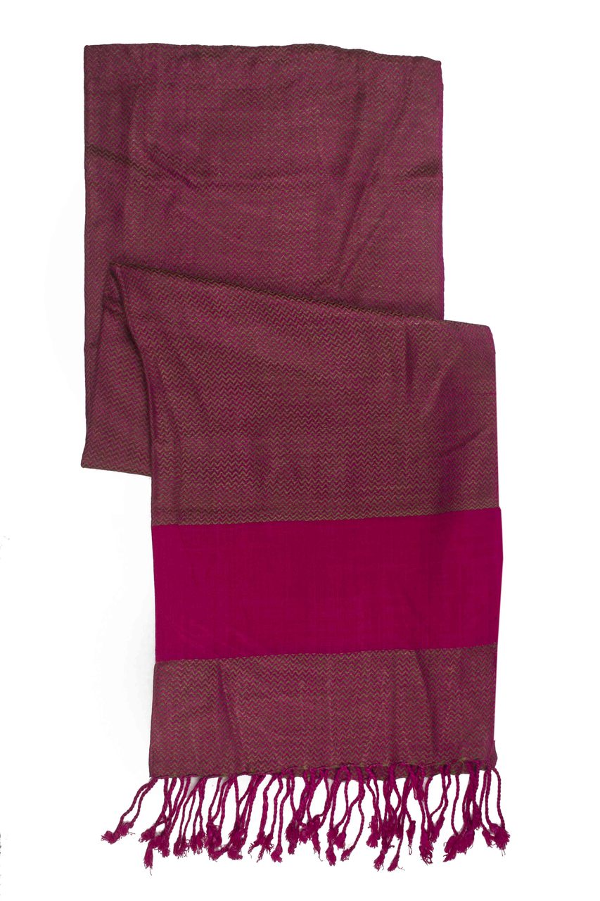 In-Sattva Colors - Two tone Horizontal Stripes Scarf Stole - Pink