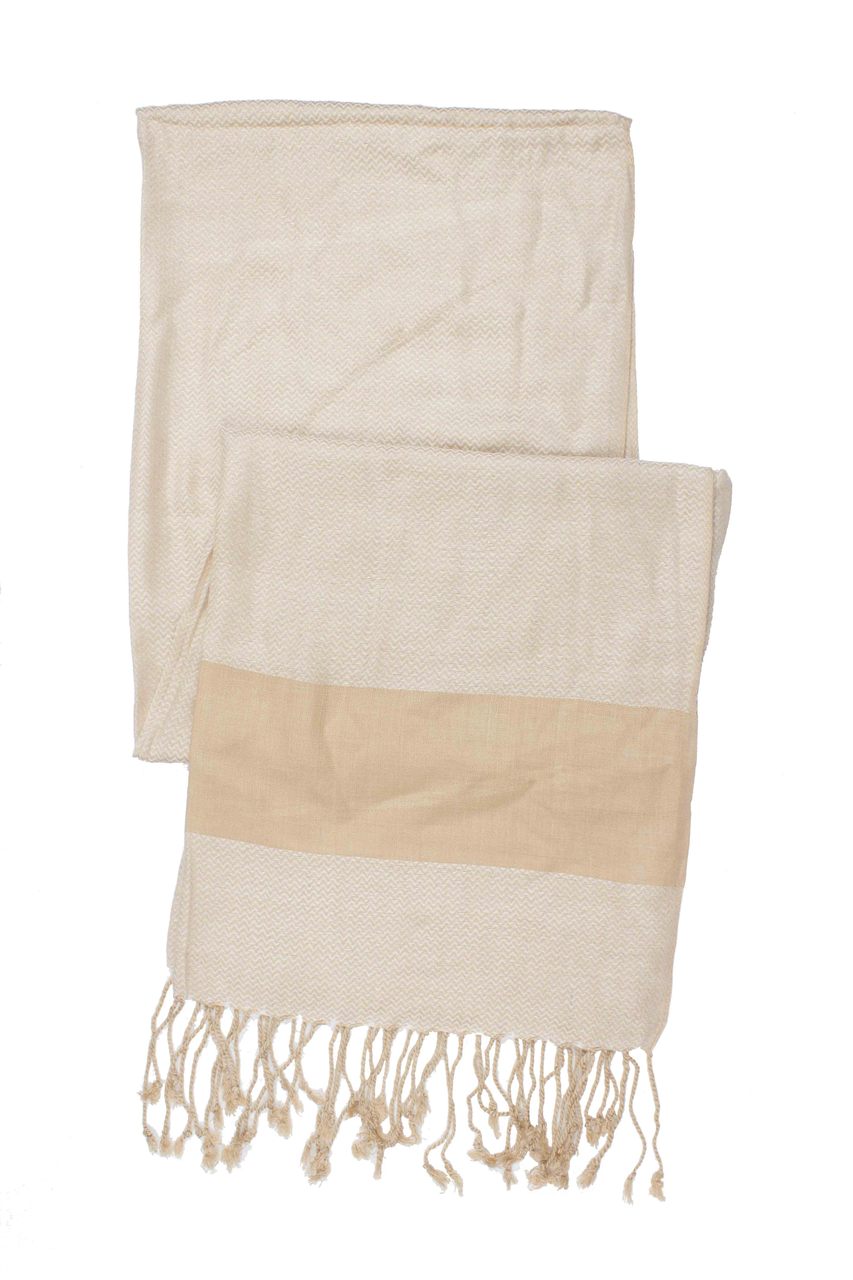In-Sattva Colors - Two tone Horizontal Stripes Scarf Stole - Tan