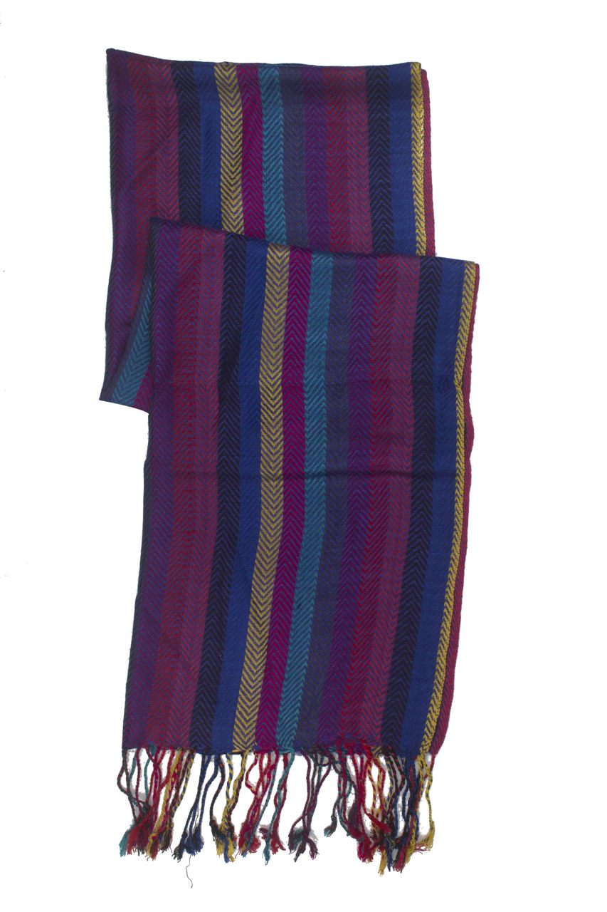 In-Sattva Colors - Vertical Stripes Scarf Stole Wrap - Blue