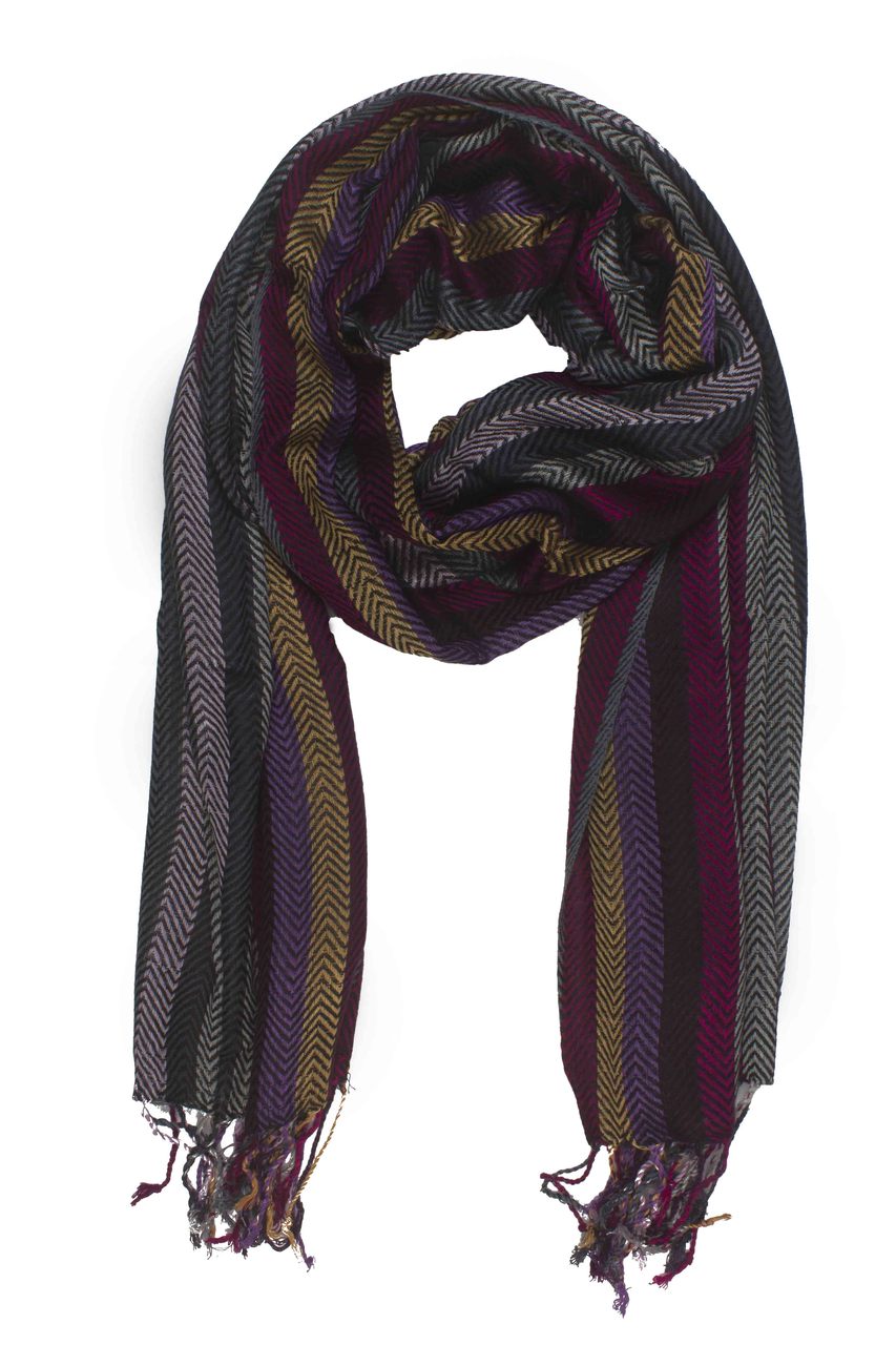 In-Sattva Colors - Vertical Stripes Scarf Stole Wrap, Dark Purple