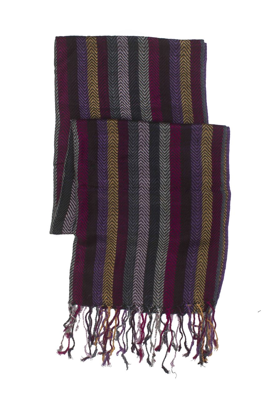 In-Sattva Colors - Vertical Stripes Scarf Stole Wrap, Dark Purple