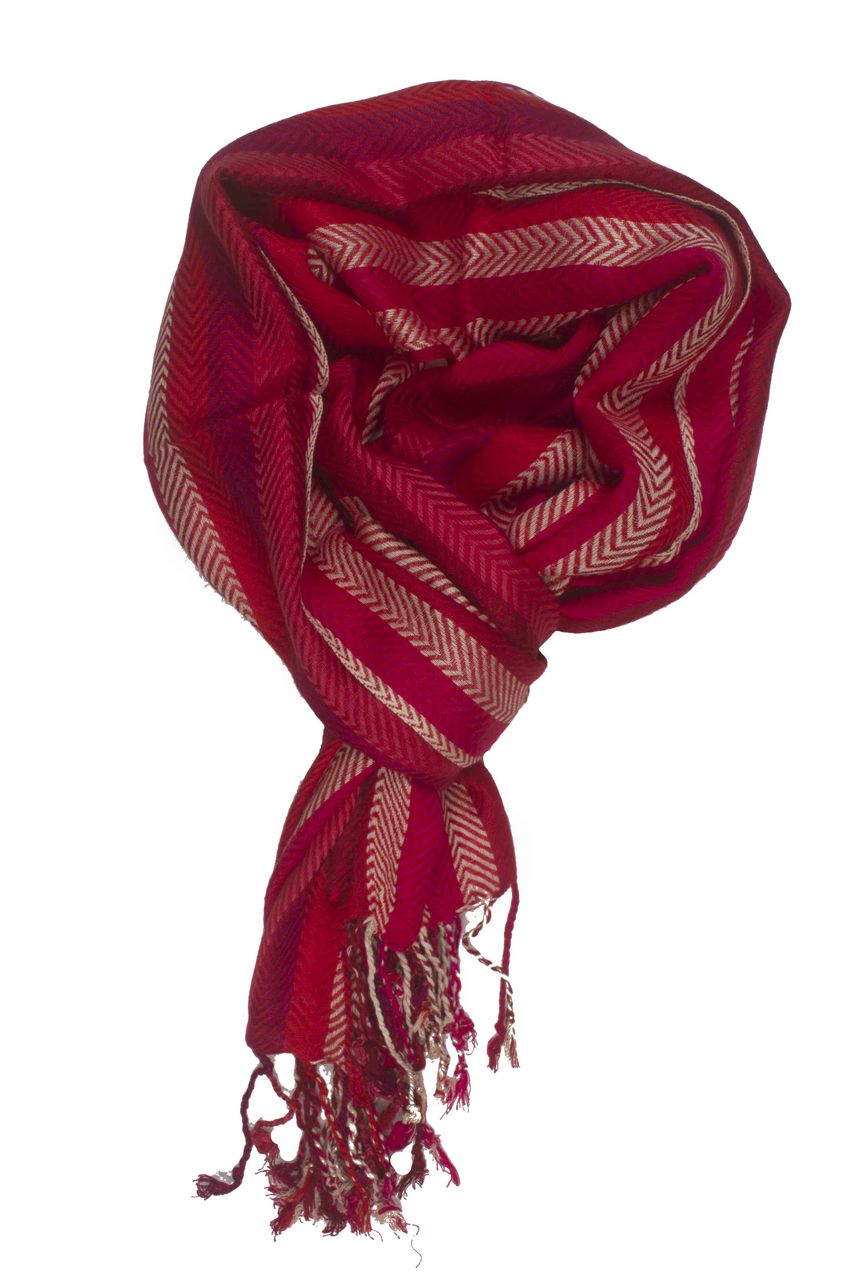 In-Sattva Colors - Vertical Stripes Scarf Stole Wrap - Red