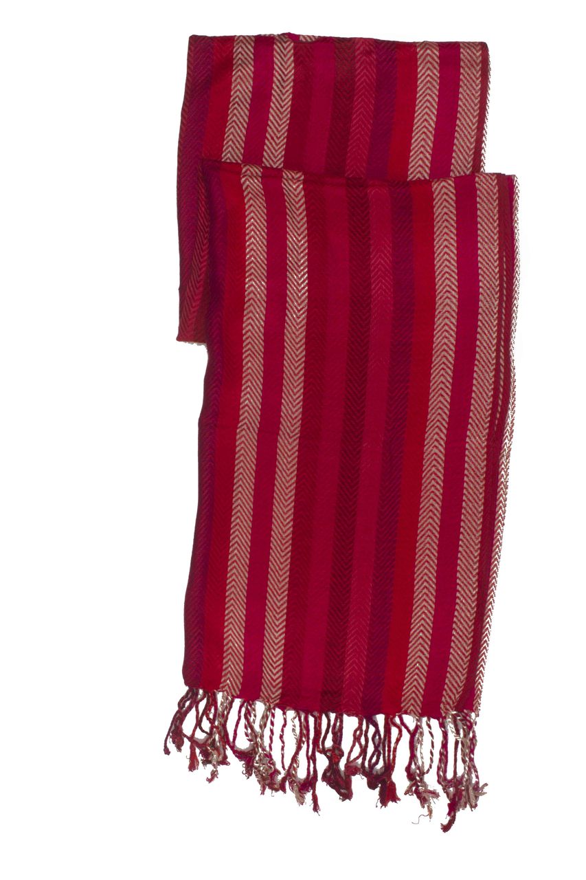 In-Sattva Colors - Vertical Stripes Scarf Stole Wrap - Red