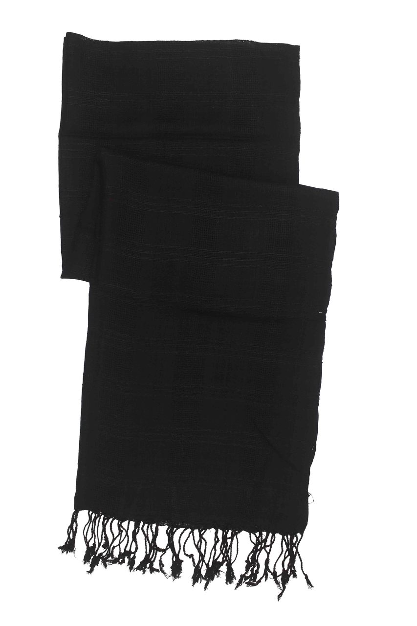 In-Sattva Colors - Woven Checkered Print Solid Color Scarf Stole - Black