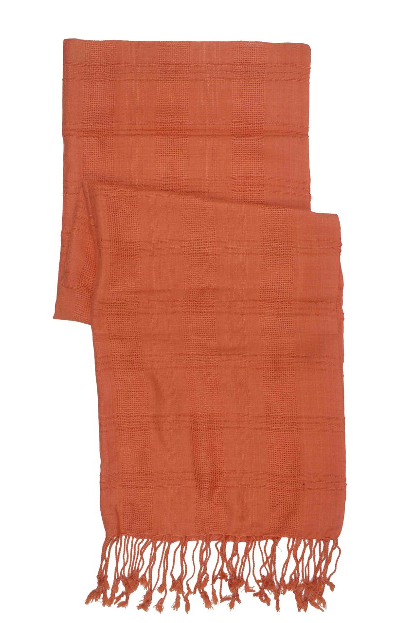 In-Sattva Colors - Woven Checkered Print Solid Color Scarf Stole - Peach