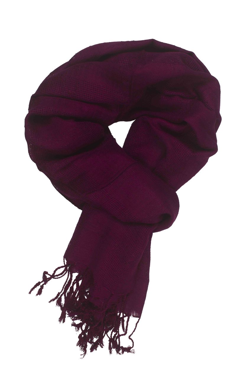 In-Sattva Colors - Woven Checkered Print Solid Color Scarf Stole - Plum