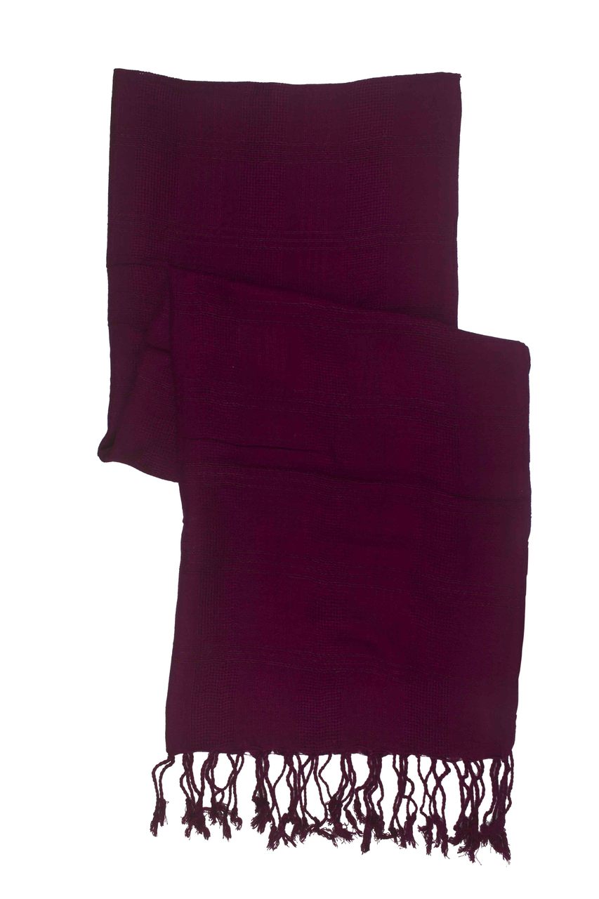 In-Sattva Colors - Woven Checkered Print Solid Color Scarf Stole - Plum