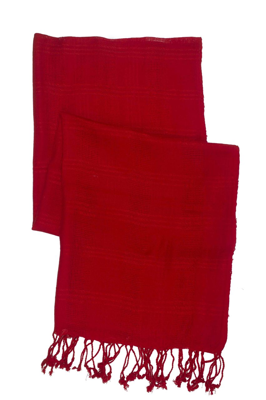 In-Sattva Colors - Woven Checkered Print Solid Color Scarf Stole - Red