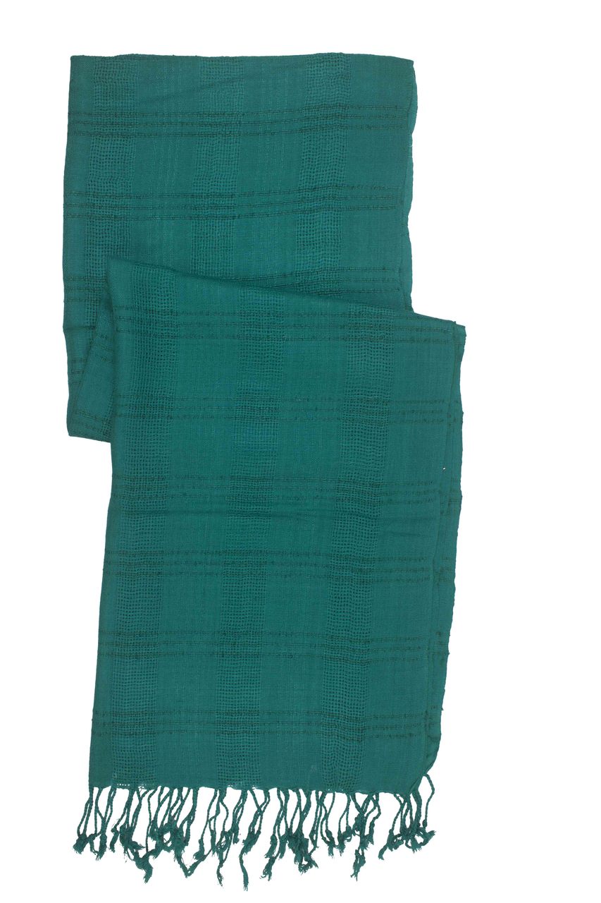 In-Sattva Colors - Woven Checkered Print Solid Color Scarf Stole ÛÒ Teal