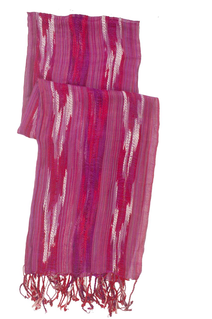 In-Sattva Colors - Woven Patterned Multi Color Vertical Stripes Scarf Stole ÛÒ Fuschia