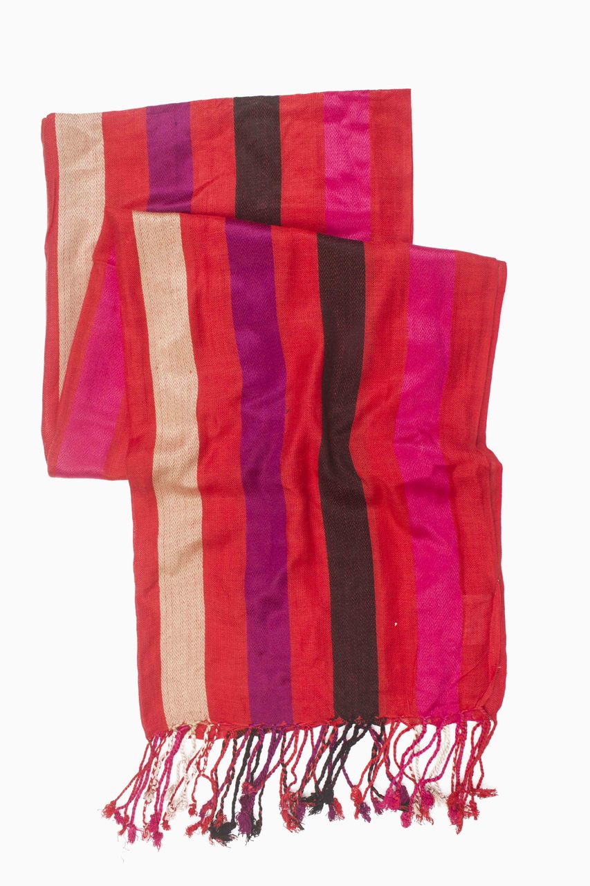 In-Sattva Colors - Vertical Stripe Multi Color Scarf Stole - Grape stripe