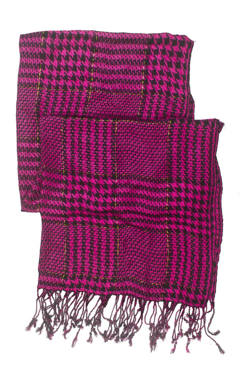 In-Sattva Colors - Checkered Houndstooth Scarf Stole - Fuschia