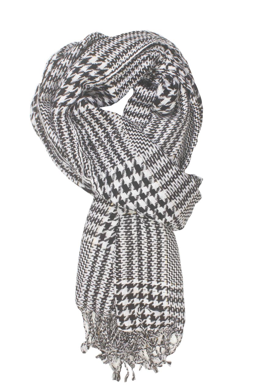 In-Sattva Colors - Checkered Houndstooth Scarf Stole ÛÒ White