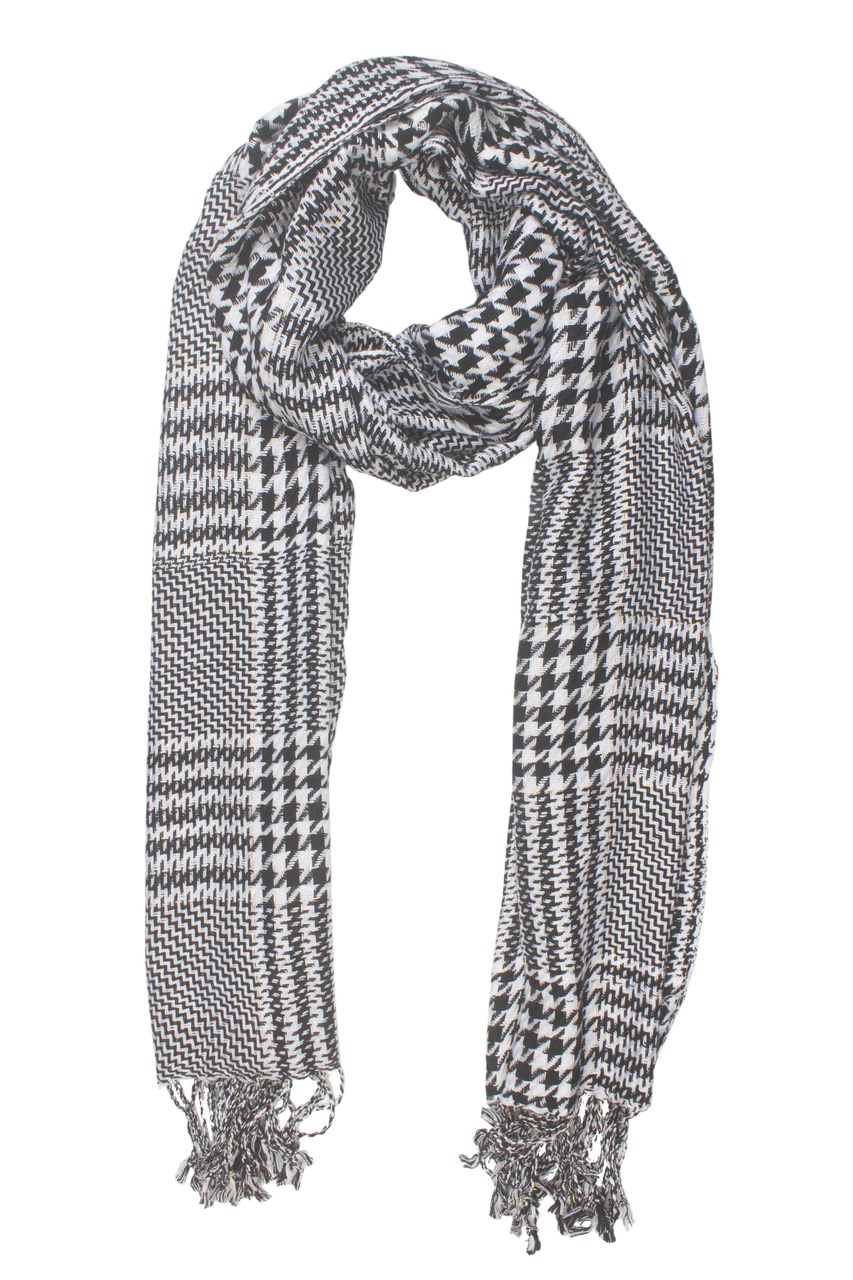 In-Sattva Colors - Checkered Houndstooth Scarf Stole ÛÒ White