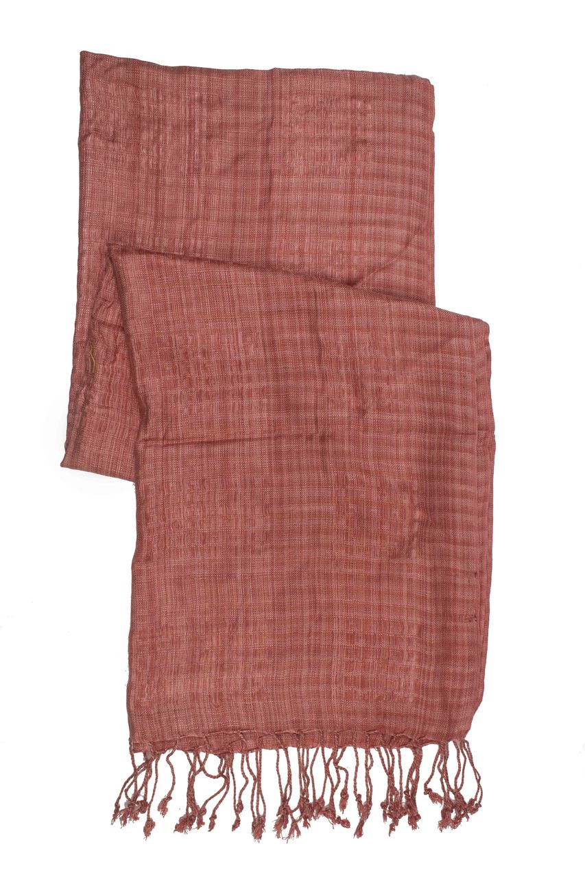 In-Sattva Colors - Checkered Print Scarf Stole, Terra Cotta