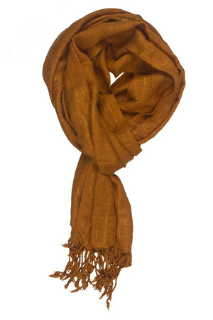 In-Sattva Colors - Decorative Vertical Stripe Embellished Scarf Stole, Ginger