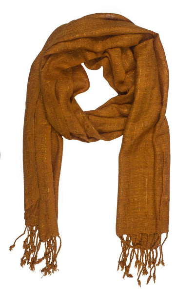 In-Sattva Colors - Decorative Vertical Stripe Embellished Scarf Stole, Ginger