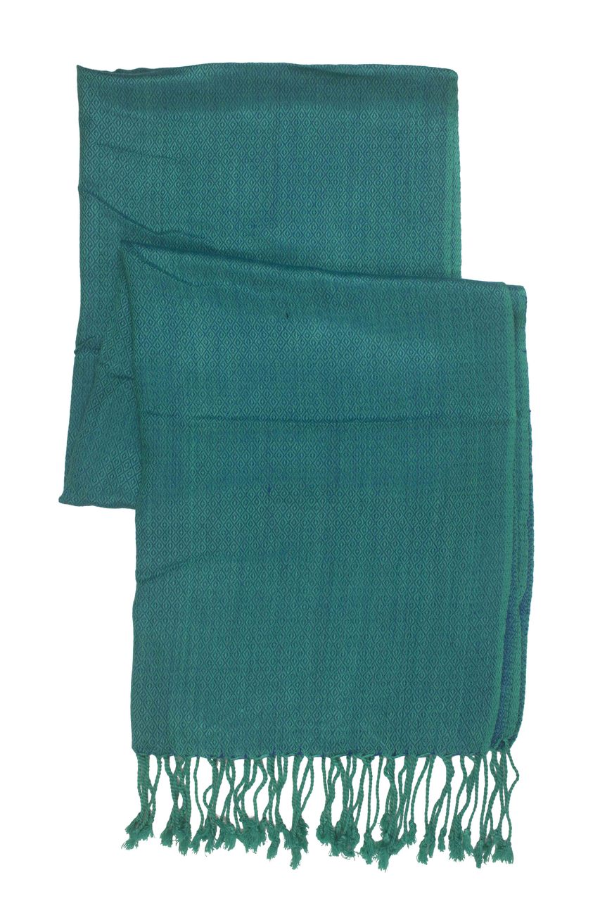 In-Sattva Colors - Elegant Petite Diamond Print Scarf Stole - Teal