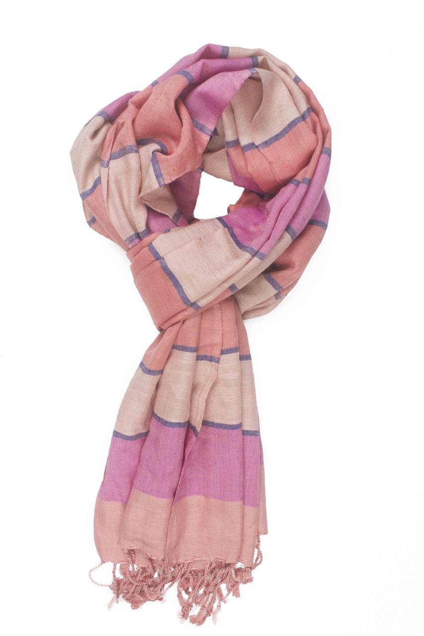 In-Sattva Colors - Horizontal Striped Multi Color Scarf Stole, Peach