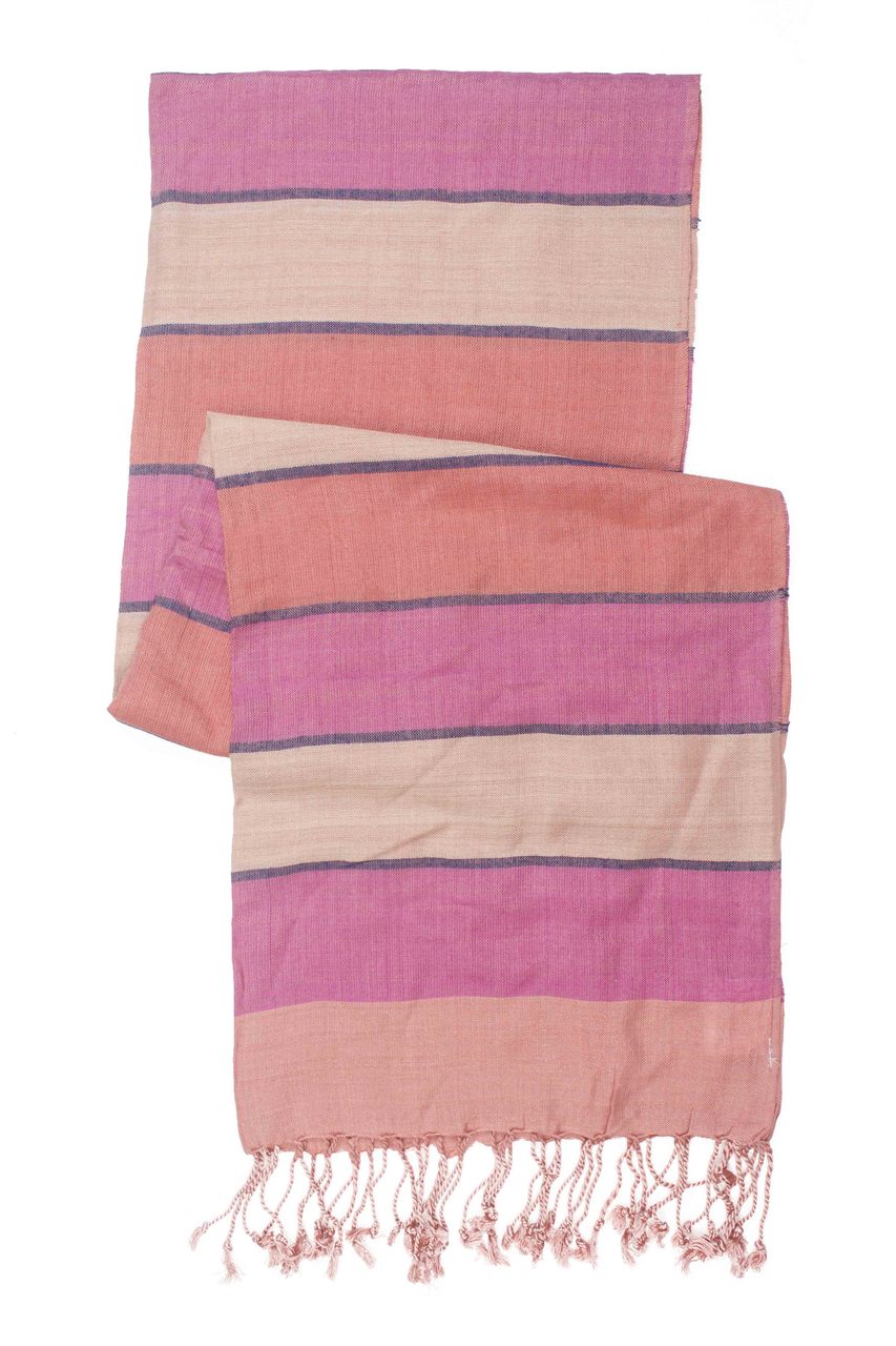 In-Sattva Colors - Horizontal Striped Multi Color Scarf Stole ÛÒ Peach