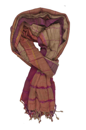 In-Sattva Colors - Stripes & Squares Multi Colored Scarf Stole ÛÒ Mango