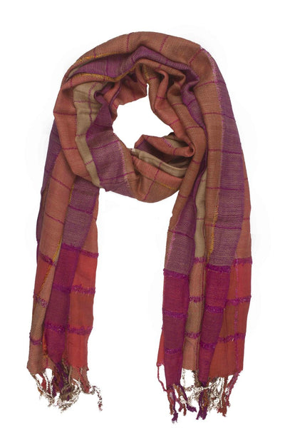 In-Sattva Colors - Stripes & Squares Multi Colored Scarf Stole ÛÒ Mango