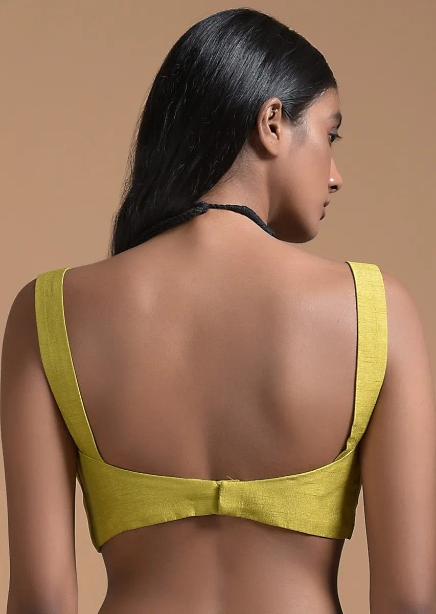 In-Sattva Women's Silk Strap V-Neck Blouse; Sunshine Gold