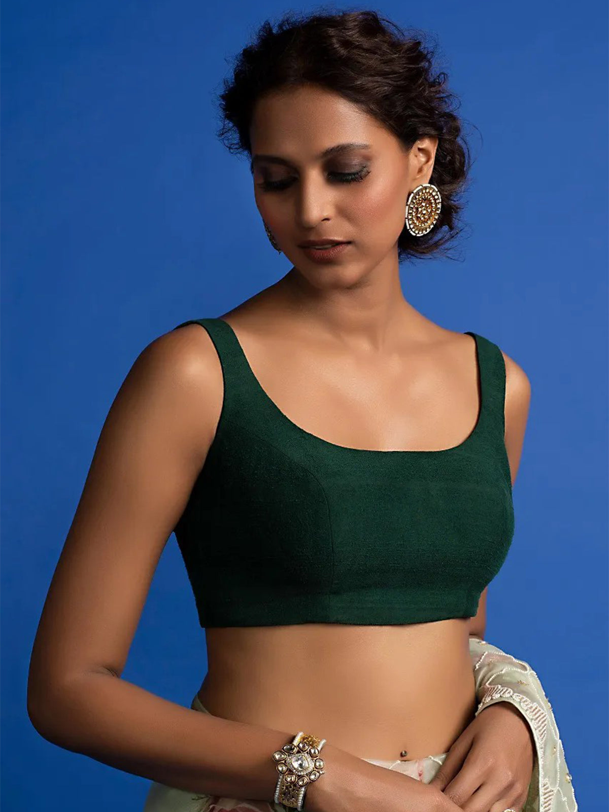 In-Sattva Women's Silk Strap Scoop Neck Blouse; Chaffron Green