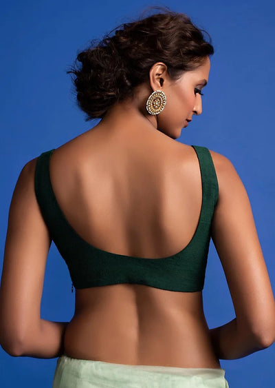 In-Sattva Women's Silk Strap Scoop Neck Blouse; Chaffron Green