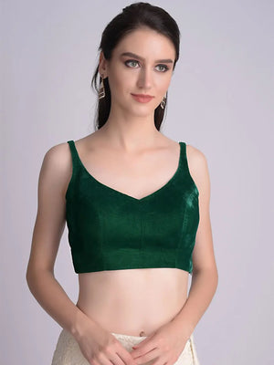 In-Sattva Women's Silk Strap V-Neck  Blouse; Olive Green
