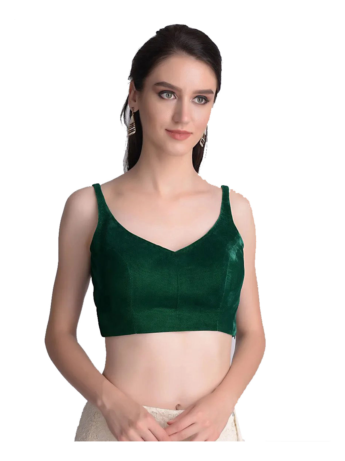 In-Sattva Women's Silk Strap V-Neck  Blouse; Olive Green