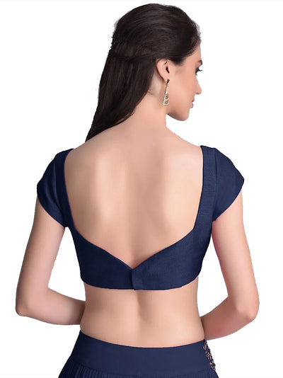 In-Sattva Women's Silk Cap Sleeve Sweetheart Neck Line Blouse; Caribbean Blue