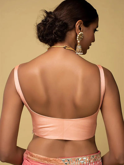 In-Sattva Women's Satin Strap Sweetheart Neck Blouse; Peach Pink