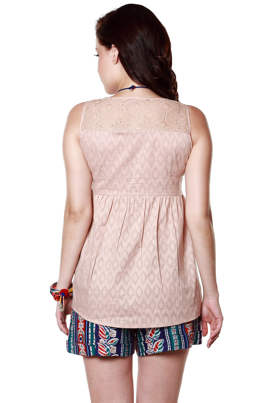 Global Desi Womens Boho Diamond Print Sleeveless Top - Back