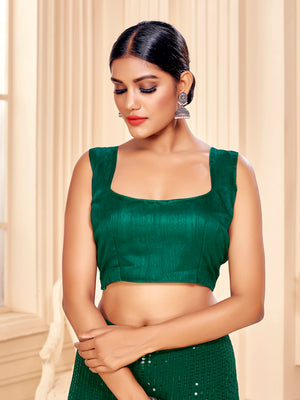 In-Sattva Women's Silk Sleeveless V-Neck Blouse; Jasmine Green